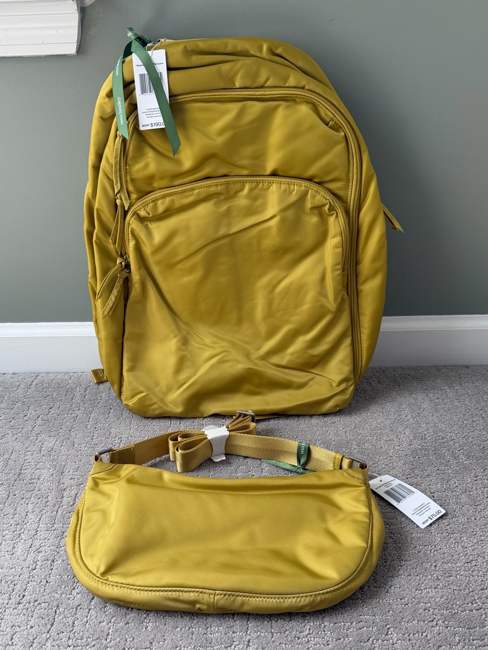 Vera Bradley Travel Set - Westover Hybrid Backpack & Sling in Golden Olive